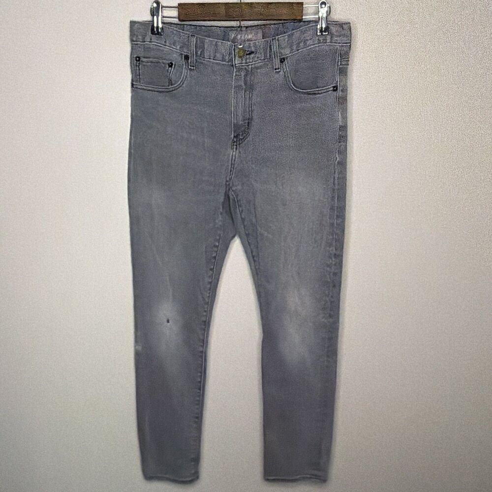 A-FRAME Men's Acid Wash Gray Denim Jeans Slim Skinny Fit Stretch Mid Rise